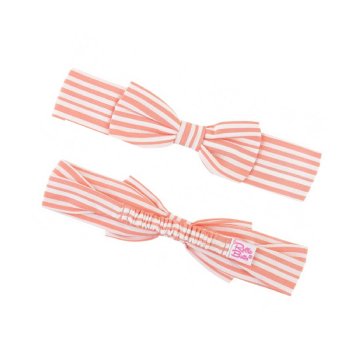 Ruffle Butts "Amy" Coral Stripe Headband with Bow for Baby Girls