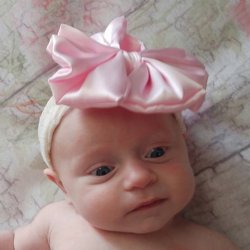 Cuddle Couture Vintage Lace and Pink Satin Bow Headband