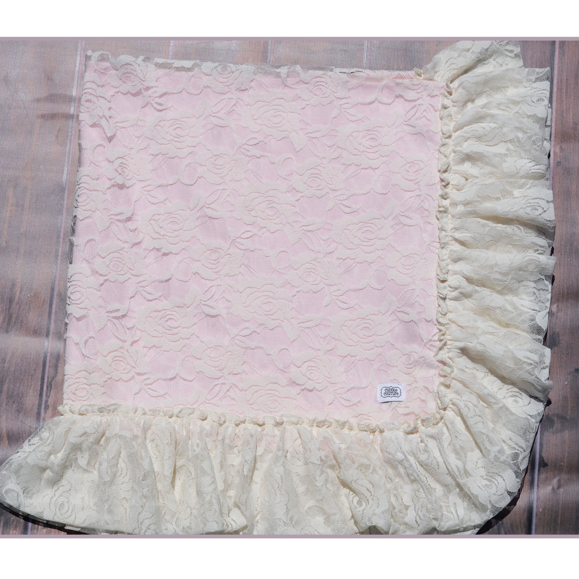 Cuddle Couture Vintage Lace Pink and Ivory Blanket