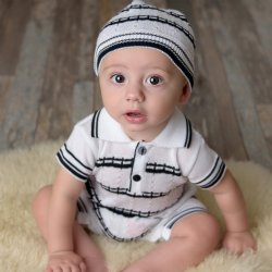 Dolce Goccia "Lucas" Striped Knit Romper for Baby Boys
