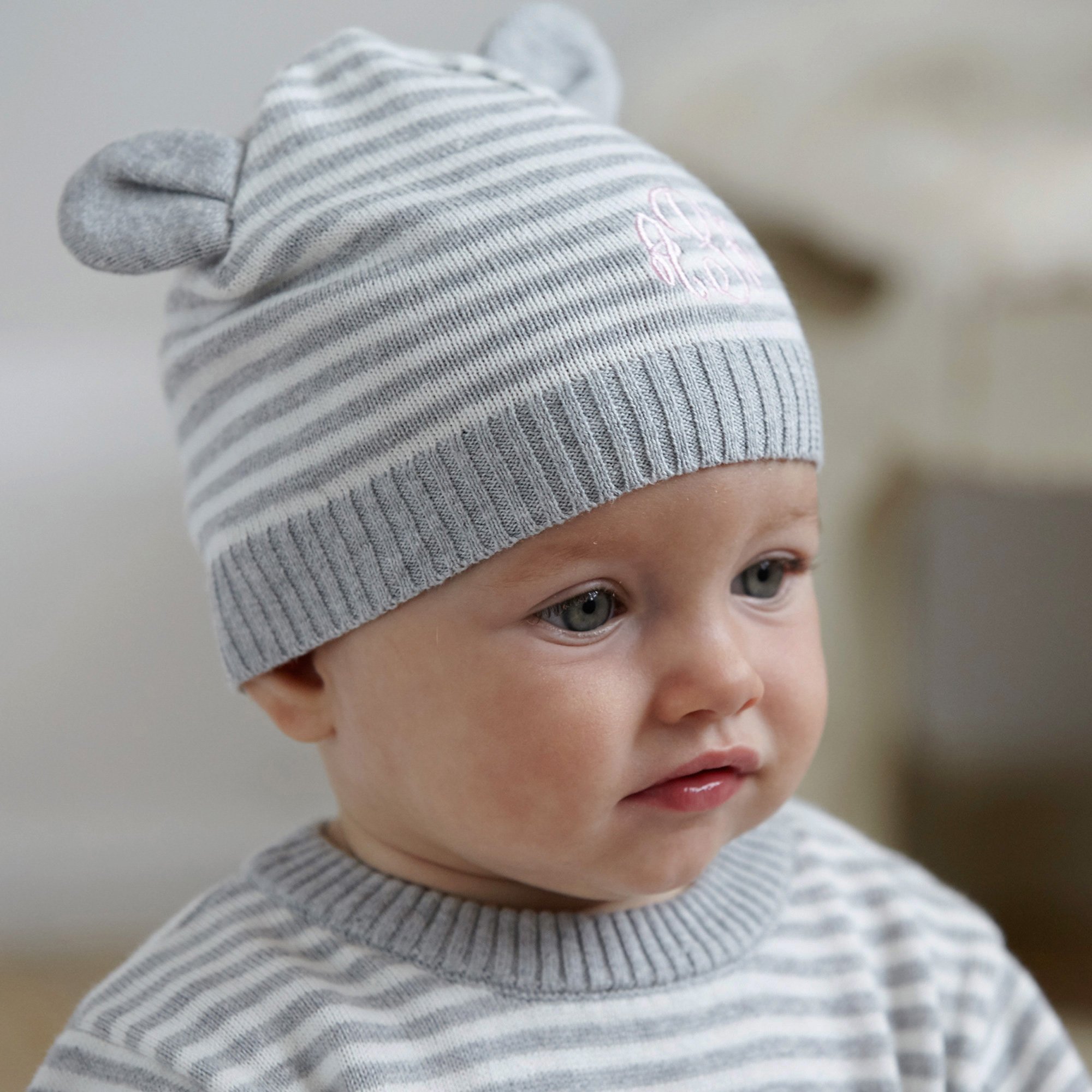 Elegant Baby Grey Romper, Hat, Blanket and Toy Unisex Gift Set