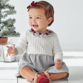 Elegant Baby "Rosa" Holiday Knit Dress for Baby Girls