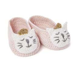 Elegant Baby Princess Kitty Pink Crocheted Shoes for Baby Girls