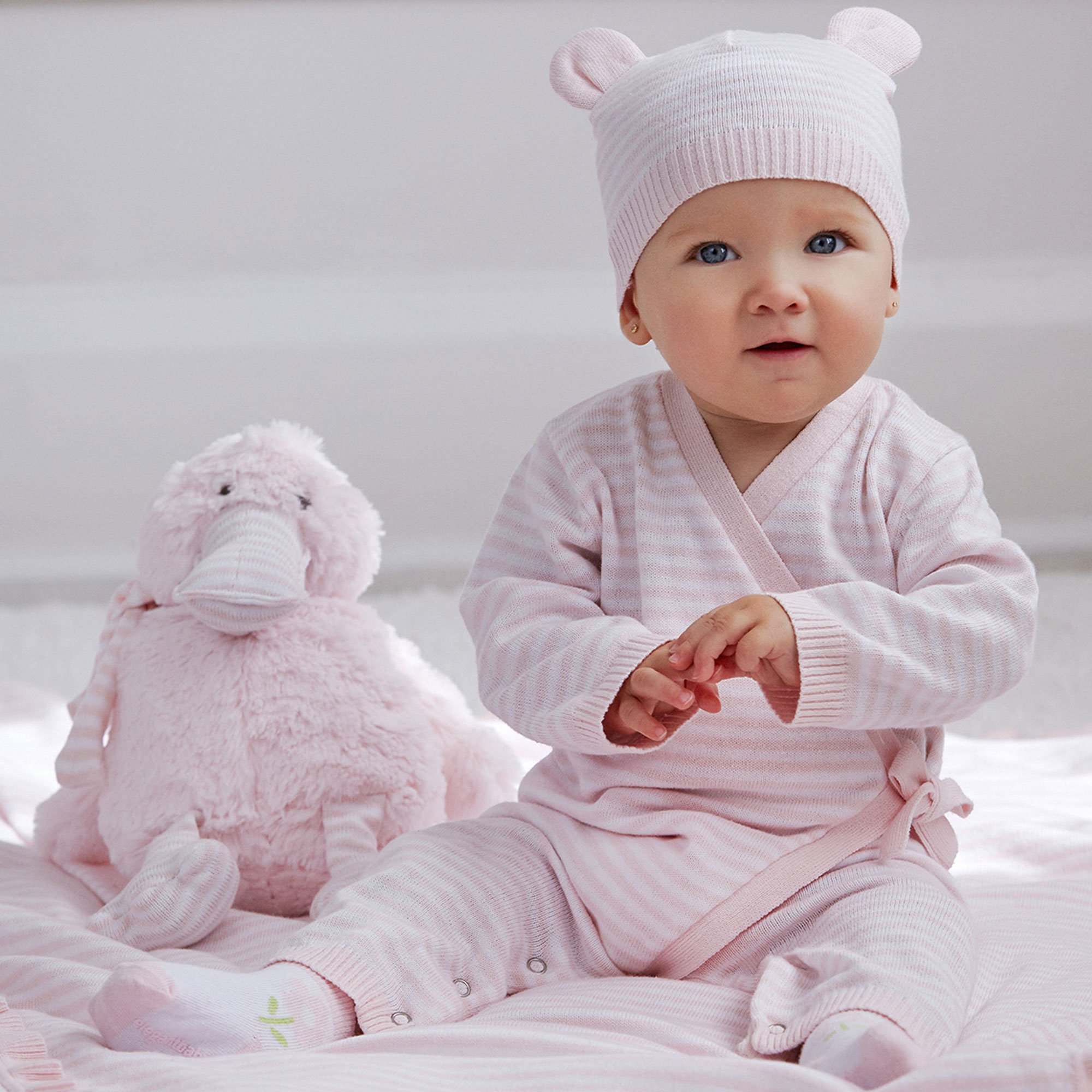 Elegant Baby Pink Romper, Hat, Blanket and Toy Gift Set for Baby Girls
