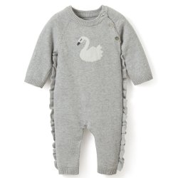 Elegant Baby "Stella the Swan" Grey Romper for Baby Girls