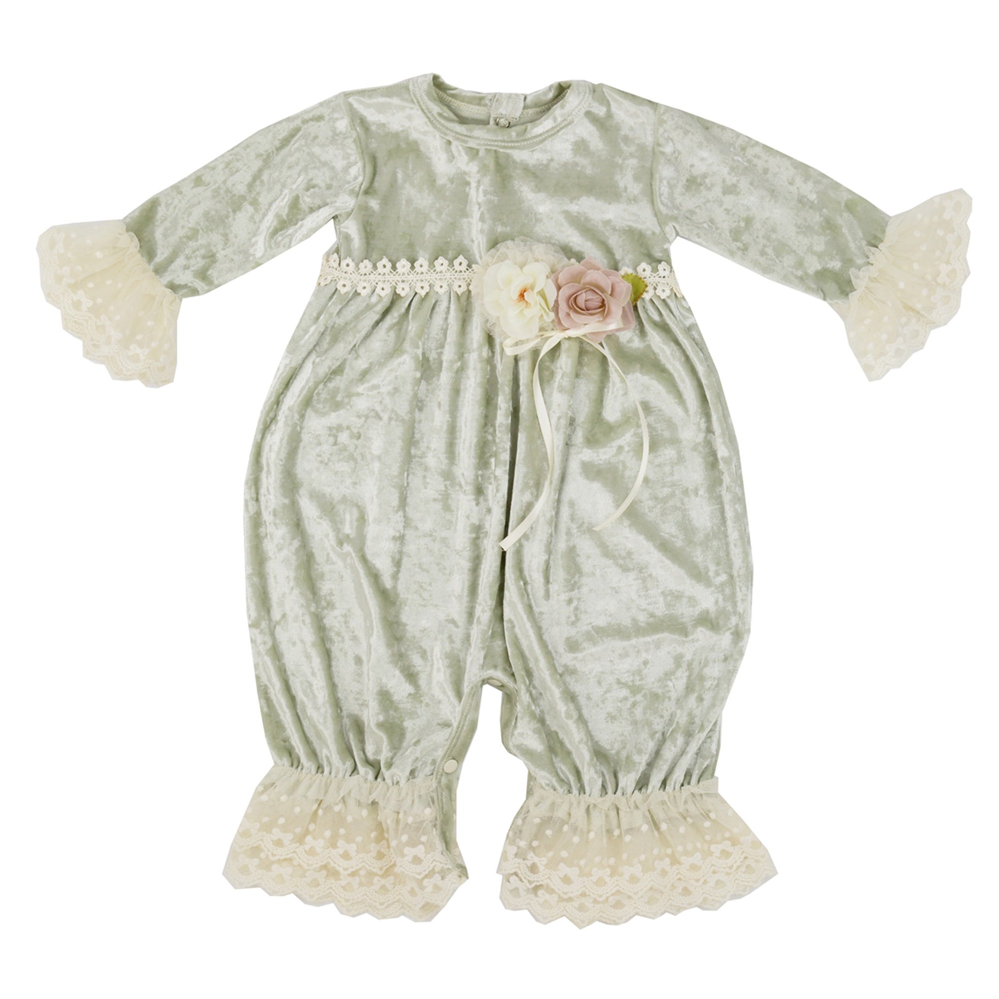 Frilly Frocks Abigail Sage Green Coverall for Infant and Toddler Girls