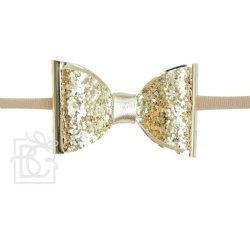 Beyond Creations Gold Sparkling Headband with Double Bow for Baby Girls
