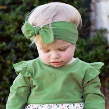 Ruffle Butts Green Knotted Bow Headband for Baby Girls and Toddlers