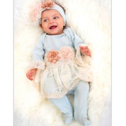 Haute Baby "Powder Fresh" Skirted Footed Romper for Baby Girls