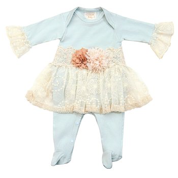 Haute Baby "Powder Fresh" Skirted Footed Romper for Baby Girls