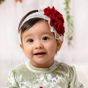 Haute Baby "Evelyn" Holiday Headband for Newborn Girls