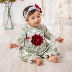 Haute Baby "Evelyn" Holiday Romper for Baby Girls