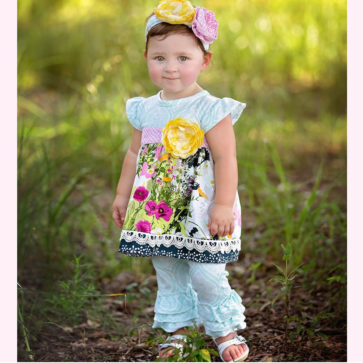 Haute Baby Kaylee's Bouquet 2pc Set Tunic Set for Baby Girls