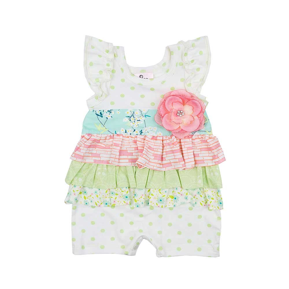 Haute Baby Lime Blossom Romper for Baby Girls