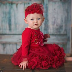 Haute Baby "Ruby Sparkle" 2pc Dress and Pant Set for Baby Girls