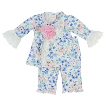 Haute Baby "Periwinkle Love" Kimono Style 2pc Set for Baby Girls