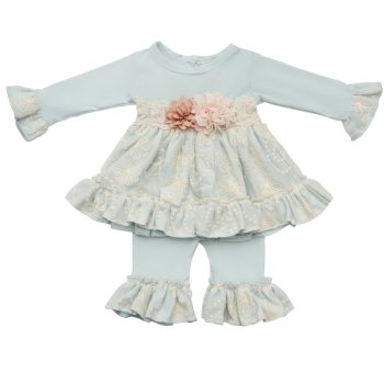 Haute Baby "Powder Fresh" 2pc Tunic Set for Baby and Toddler Girls