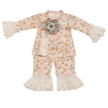 Haute Baby "Ava's Garden" Kimono Style 2pc Set for Baby Girls