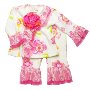 Haute Baby "Honey Child" Kimono Style 2pc Set for Baby Girls
