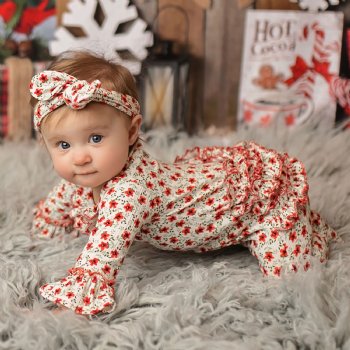 Haute Baby "Holly Jolly" Footie with Ruffled Butt for Newborns and Babies