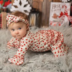 Haute Baby "Holly Jolly" Footie with Ruffled Butt for Newborns and Babies