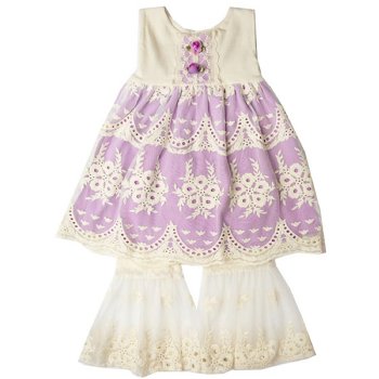 Haute Baby "Lacy Lilac" 2pc Set Tunic Set for Baby Girls 