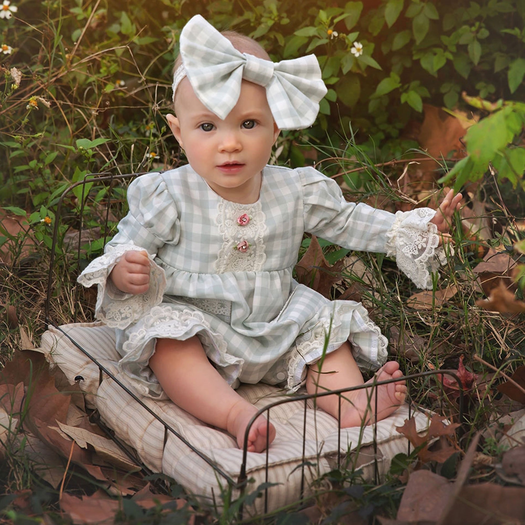 Haute Baby Willow Wood Infant Girls Romper