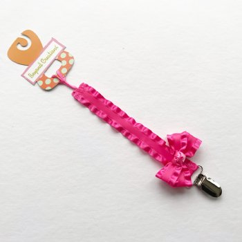 Beyond Creations Hot Pink Paci Clip with Detachable Bow Clippie