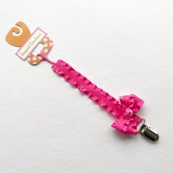 Beyond Creations Hot Pink Paci Clip with Detachable Bow Clippie