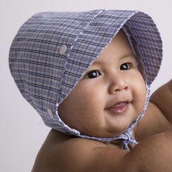 Huggalugs Baby Boy Blue Plaid Bonnet