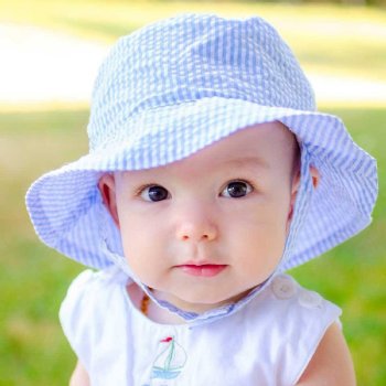 Huggalugs Baby Boy Blue Seersucker Bucket Hat