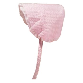 Huggalugs Pink Seersucker Sunbonnet for Baby Girls