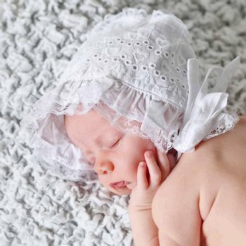 Huggalugs White Eyelet Heart Bonnet for Newborn and Baby Girls