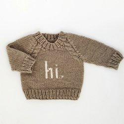 Huggalugs "Hi" Pebble Crew Neck Sweater for Baby Girls or Boys