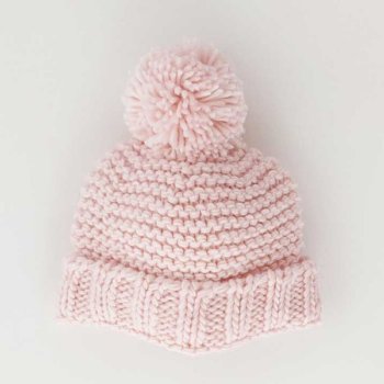 Huggalugs Pink Pom Pom Hat for Baby Girls