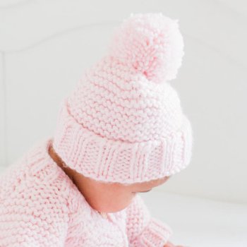 Huggalugs Pink Pom Pom Hat for Baby Girls
