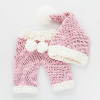 Huggalugs Pink Sparkle "Santa" Hat and Pant Set for Newborn Girls