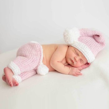 Huggalugs Pink Sparkle "Santa" Hat and Pant Set for Newborn Girls