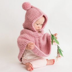 Huggalugs Rosy Pink Poncho for Baby Girls