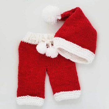 Huggalugs Newborn Santa Knit Hat and Pant Set