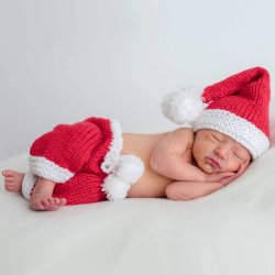 Huggalugs Newborn Santa Knit Hat and Pant Set