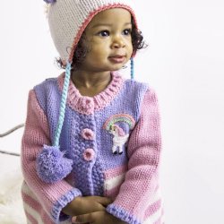 Huggalugs "Unicorn" Pink and Purple Sweater for Baby Girls and Toddlers