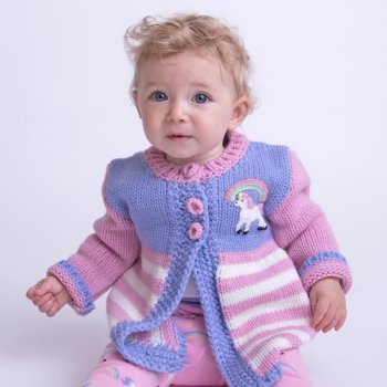Huggalugs "Unicorn" Pink and Purple Sweater for Baby Girls and Toddlers