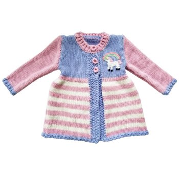 Huggalugs "Unicorn" Pink and Purple Sweater for Baby Girls and Toddlers