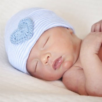 Ilybean Blue Crocheted Heart Nursery Hat