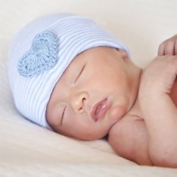 Ilybean Blue Crocheted Heart Nursery Hat