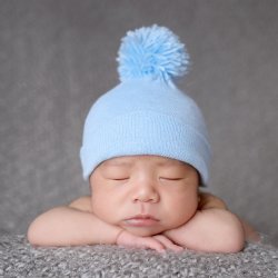 Ilybean Blue Nursery Hat with PomPom