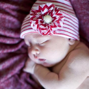 Ilybean Red and White Cap with Chevron Flower Nursery Cap