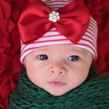 Ilybean "Ruby" Red Nursery Hat for Newborn Girls