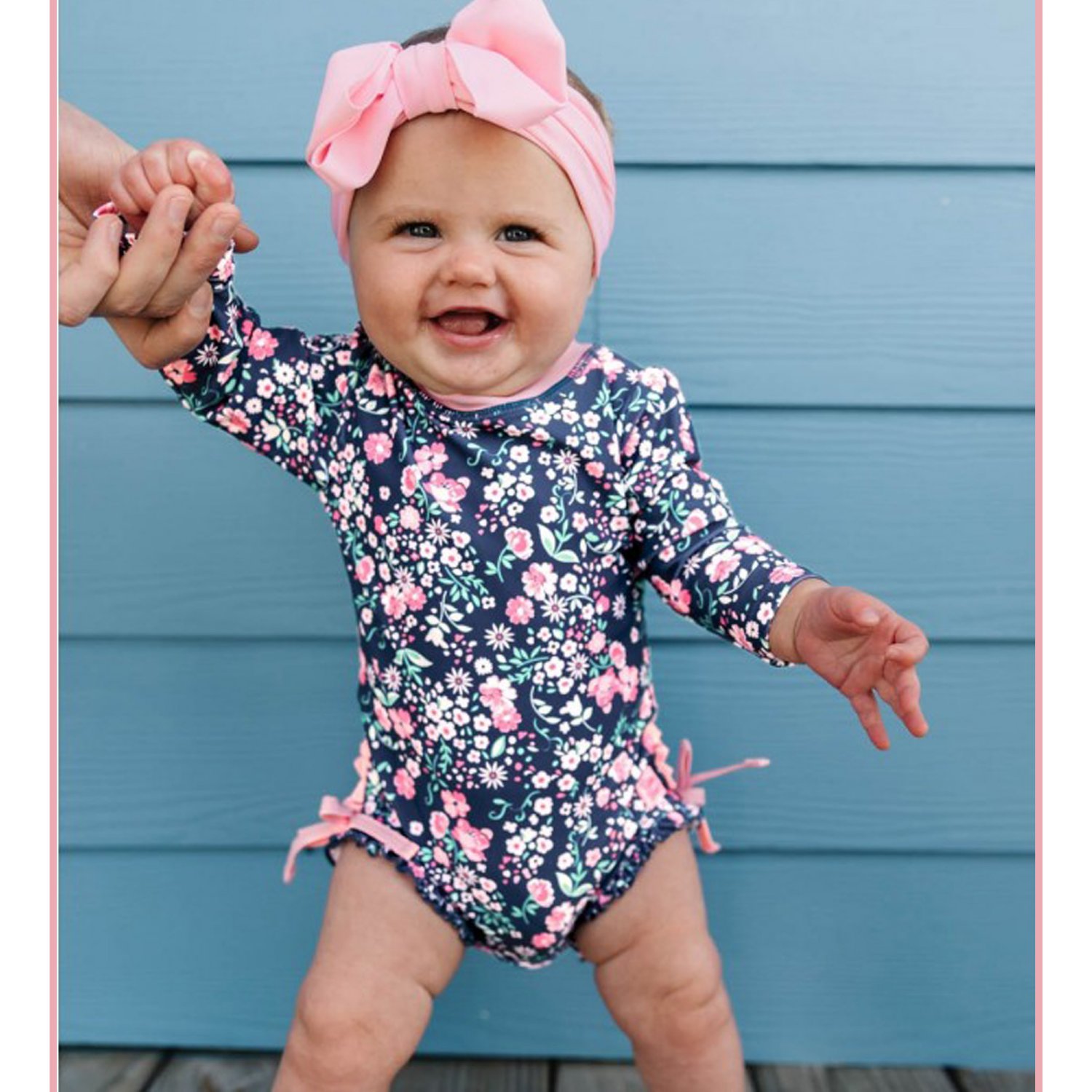 Ruffle Butts Moonlit Meadow One Piece Rash Guard Swimsuit for Baby Girls